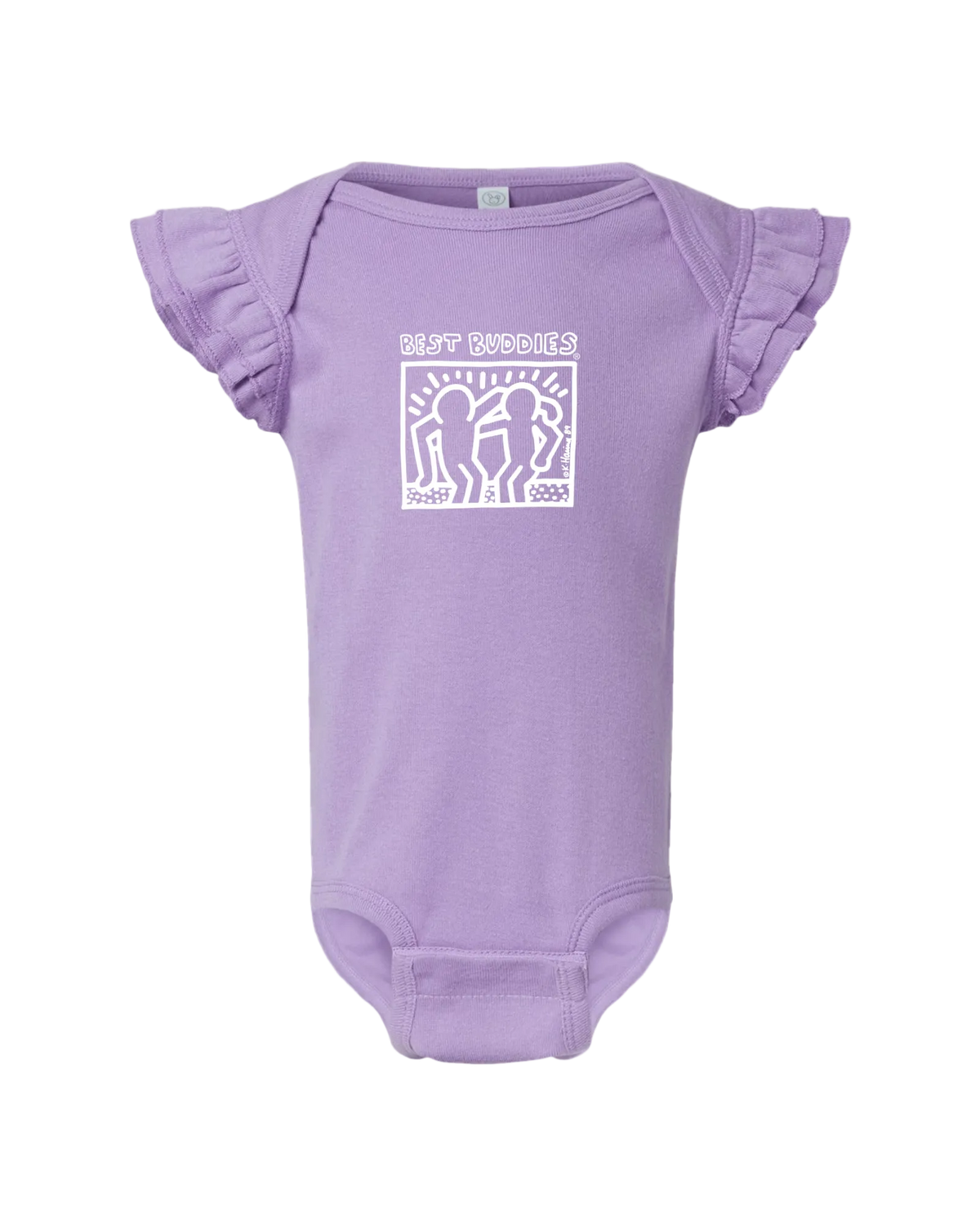 Ruffle Sleeve Lavender Baby Onesie
