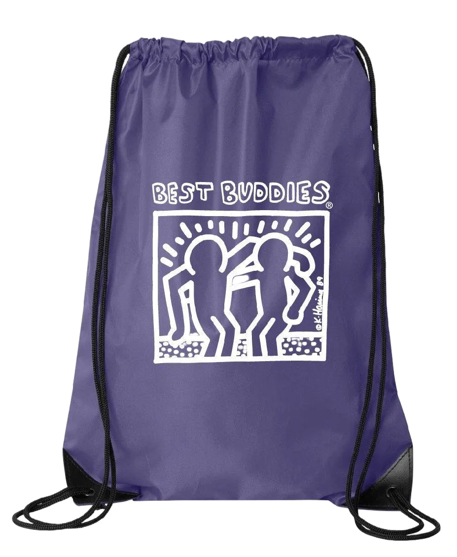 White Haring Drawstring Backpack (Purple)