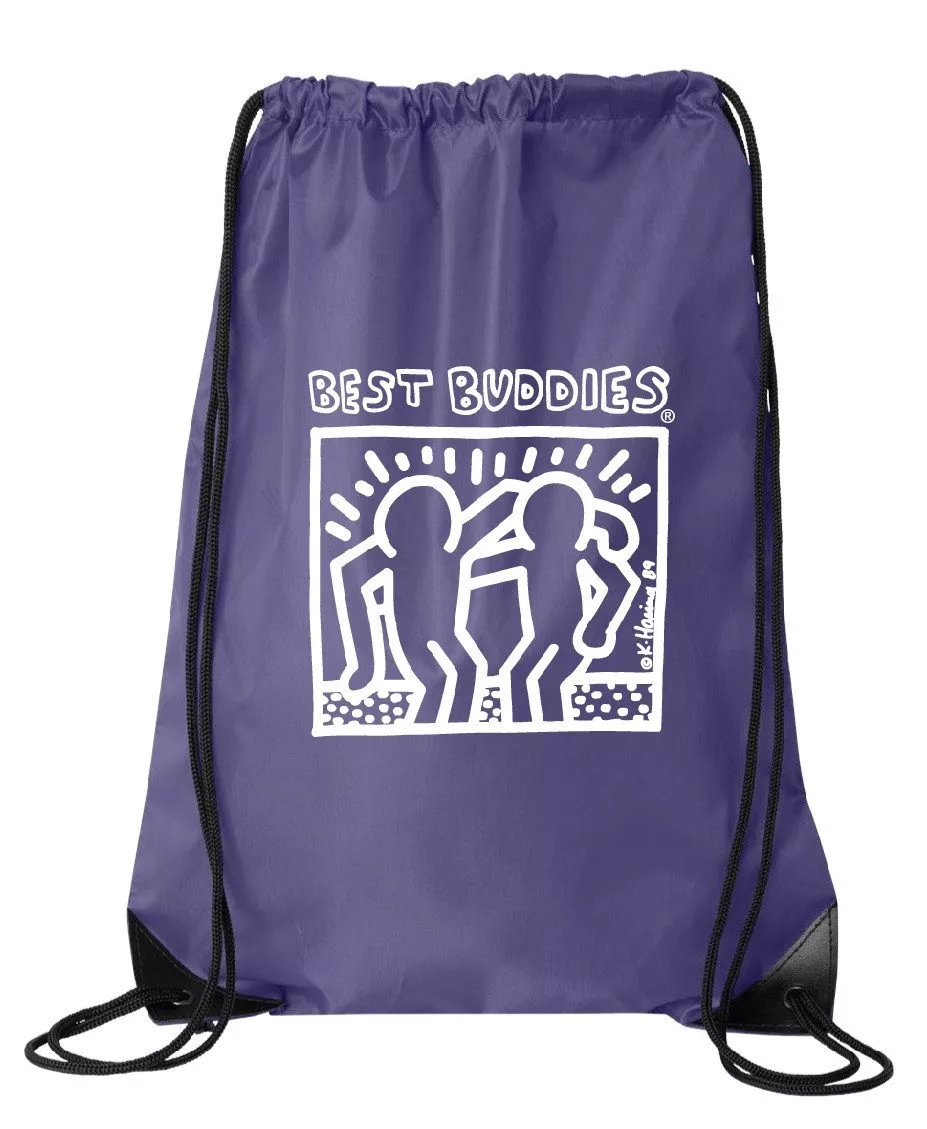 White Haring Drawstring Backpack (Purple)
